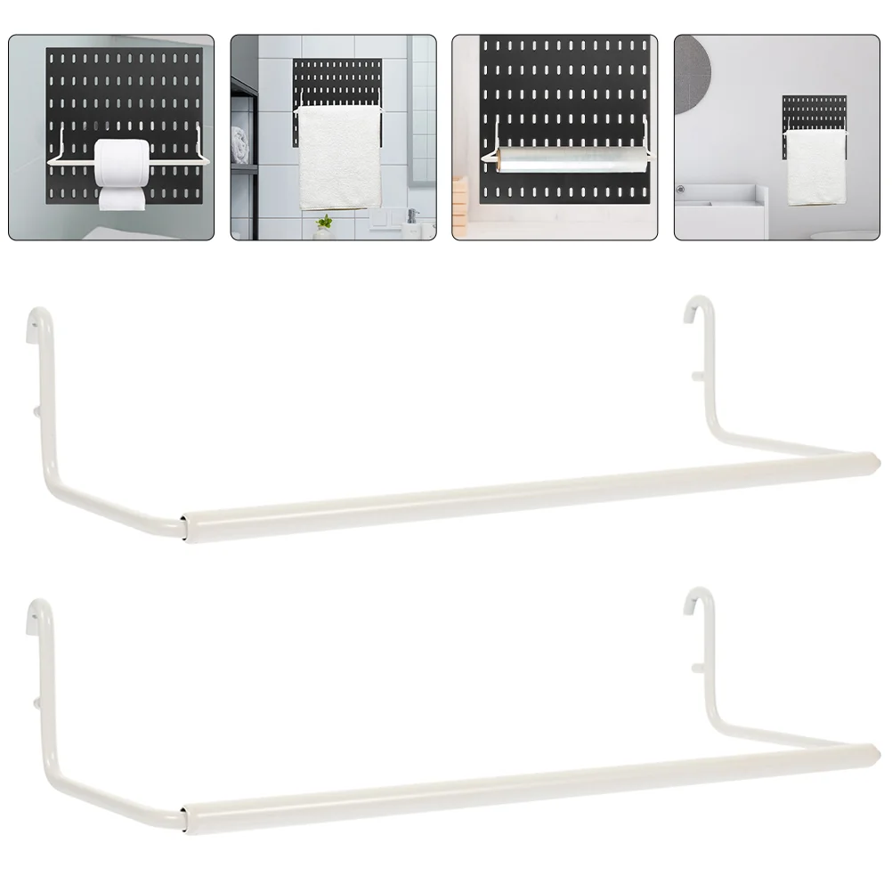 

2 Pcs Multi-function Shelf Pegboard Paper Towel Holder Towels Stainless Steel Rack