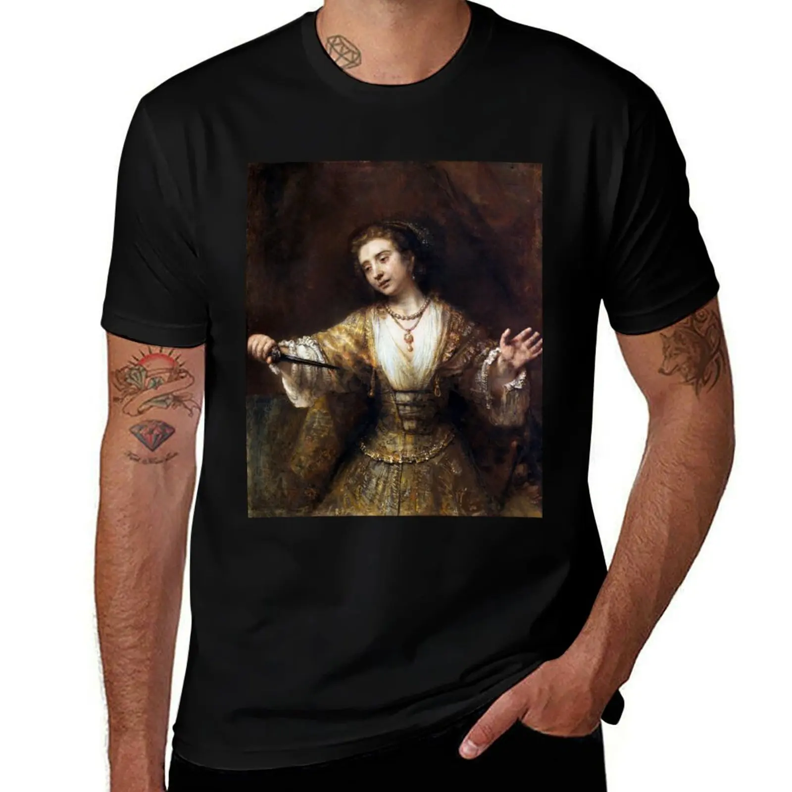 

Rembrandt van Rijn Lucretia T-Shirt Casual All Match Tee Shirt for Men