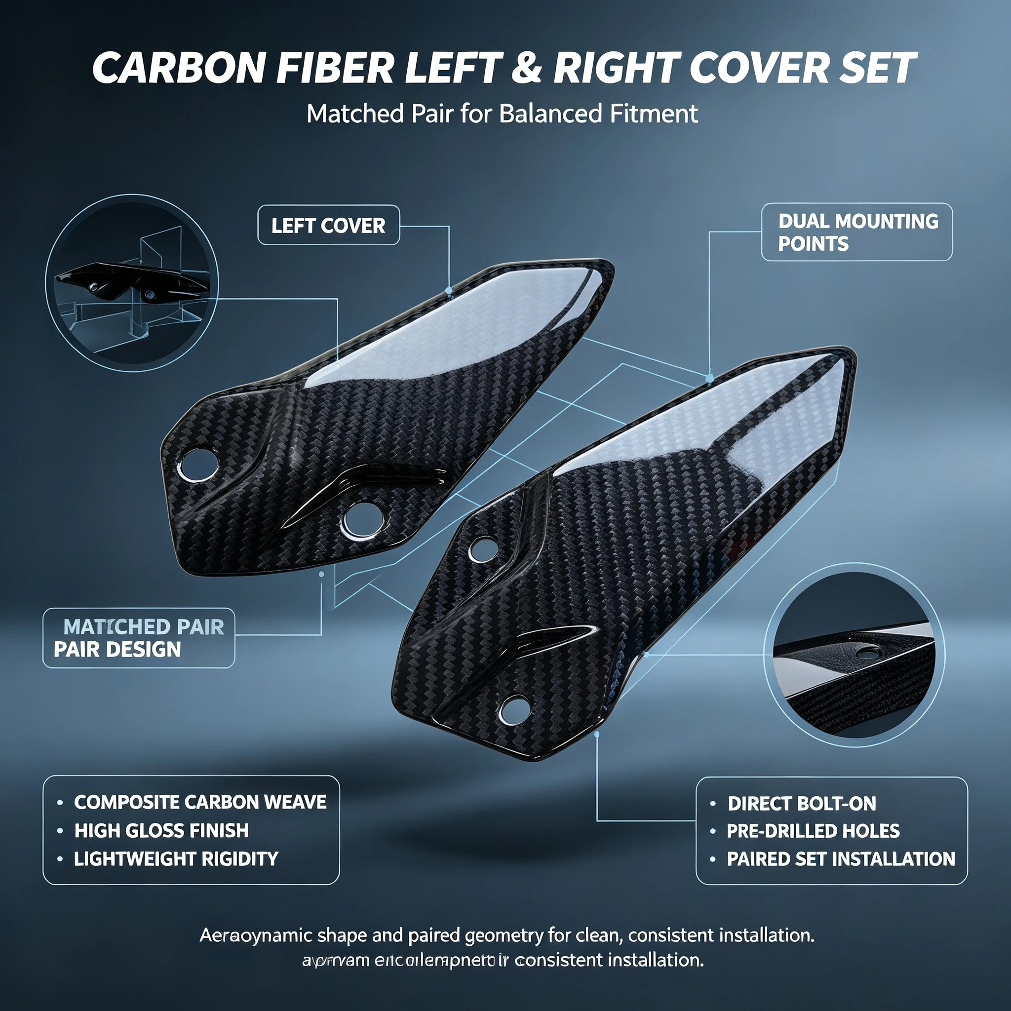 Motorcycle Carbon Fiber Footrest Pedal Protection for Kawasaki ZX4R ZX4RR 2023-2026