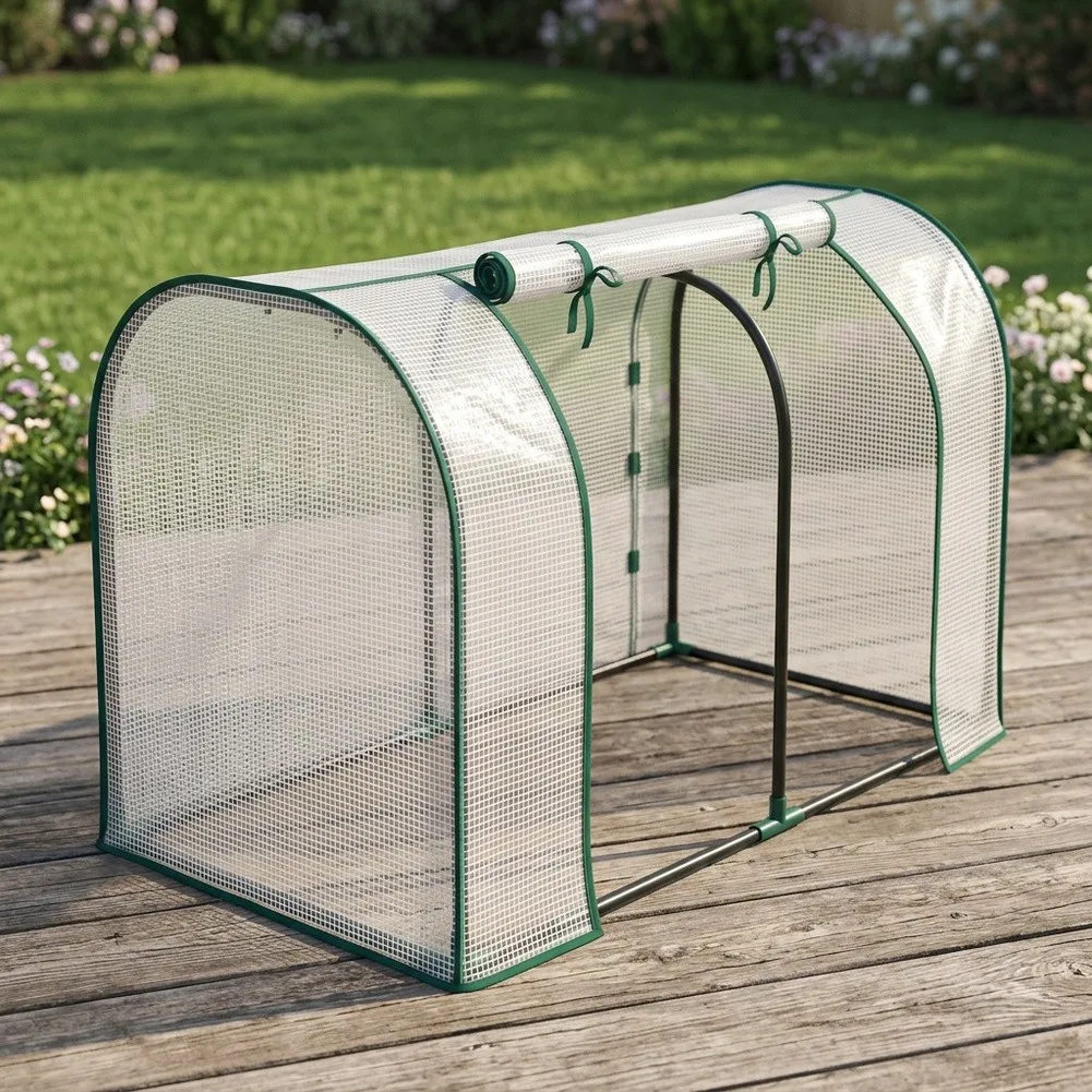 Greenhouse Cover for Outdoor For Raised Garden Beds with Roll-Up Zipper 130 cm x 60 cm x 50 cm Weather Resistant