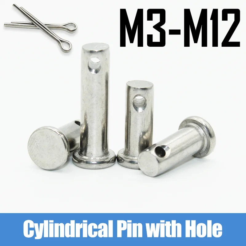 Flat Head Clevis Pins Shaft with Hole Rust Resistant Durable 304 Stainless Steel Location Positioning Dowel Plug Car Cotter Pins