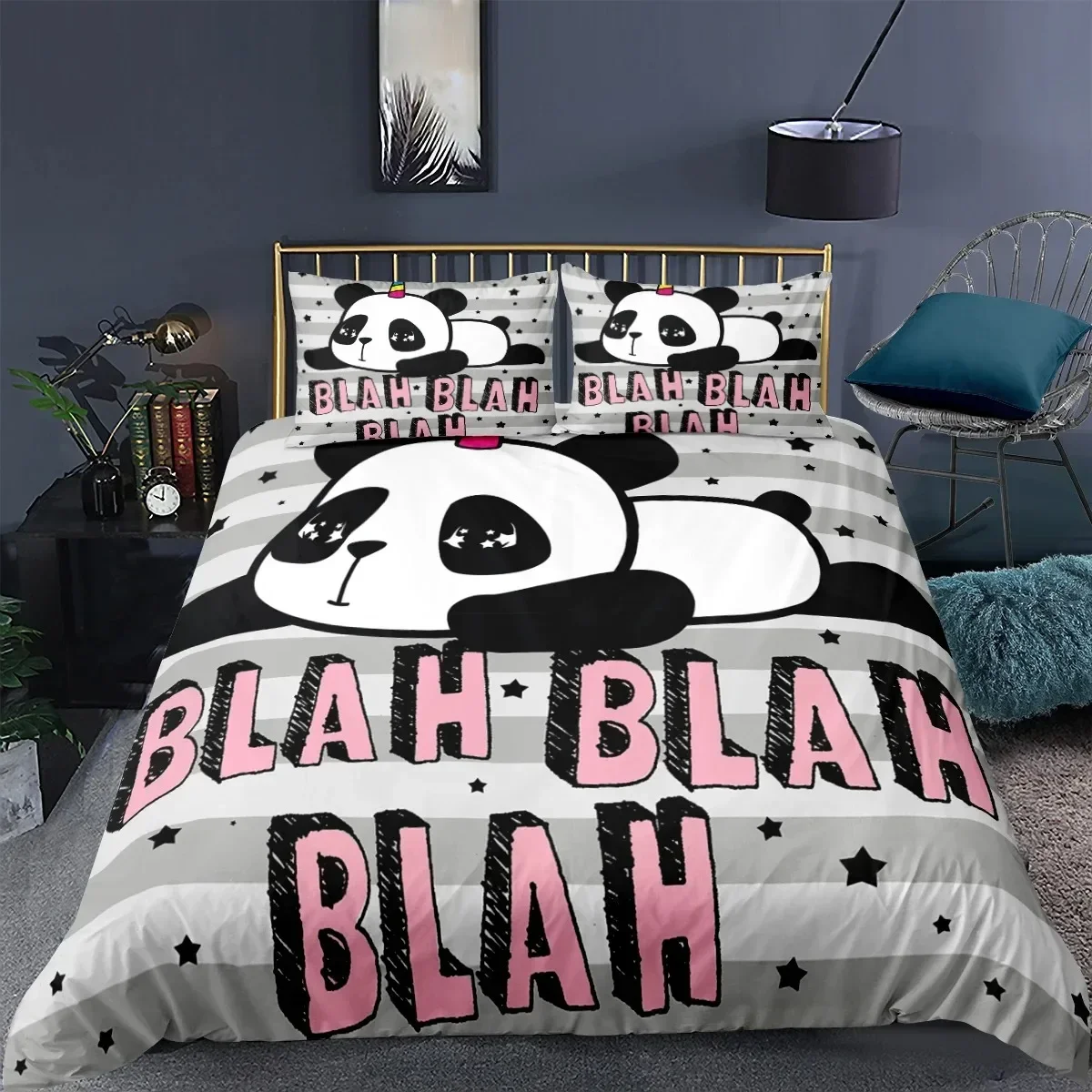 3D Cartoon Panda Bettwäsche Set Schöne Tiere Bettbezug Home Textil Weichem Bett Eingestellt Einzigen Königin König Größe für Kin