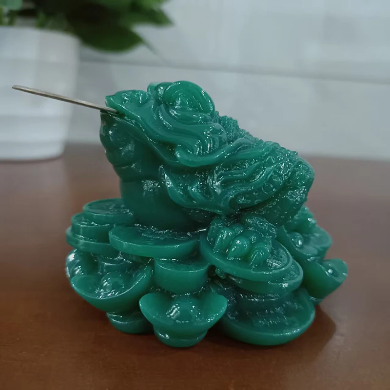 Money Buddha Statues Chinese Feng Shui Coin Three Legged Toad Frog Animal Statue Sculptures Home Decoration Man-made Jade Stone