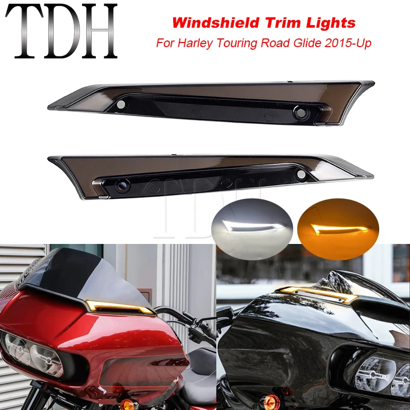 Motorcycle Tracer Windscreen Windshield Trim Lights Running Turn Signals Lights For Harley CVO Road Glides Special Ultra 2015+UP