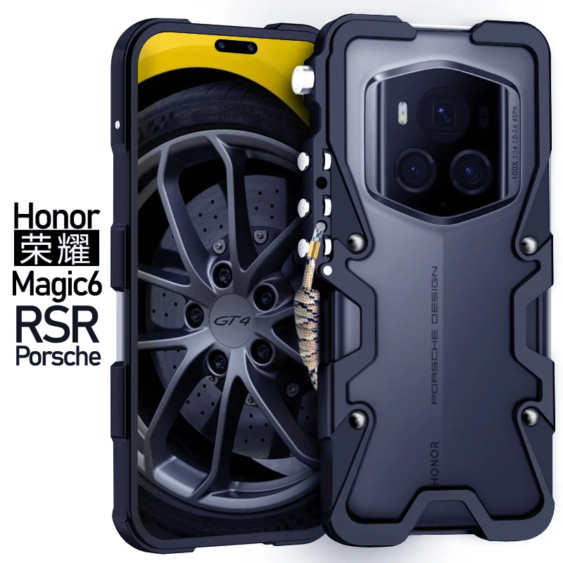 

Luxury Armor Metal Aluminum Phone Case Bumper For Honor Magic 7 6 5 Pro Lite Rsr Ultimate Mechanical Purely Handmade Skull Cover