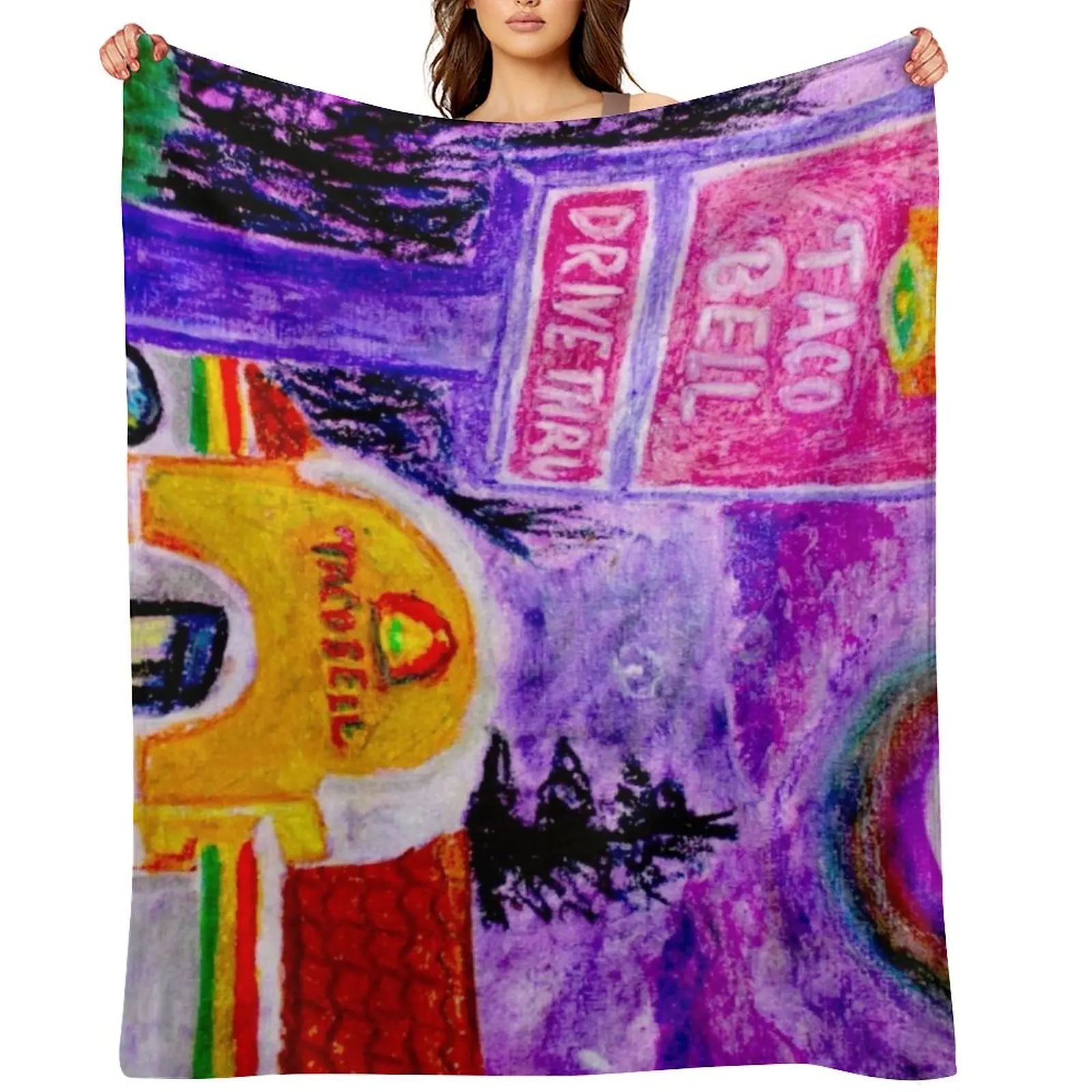 

Bells of Tacos Throw Blanket Summer Beddings Picnic Flannel Fabric manga Blankets