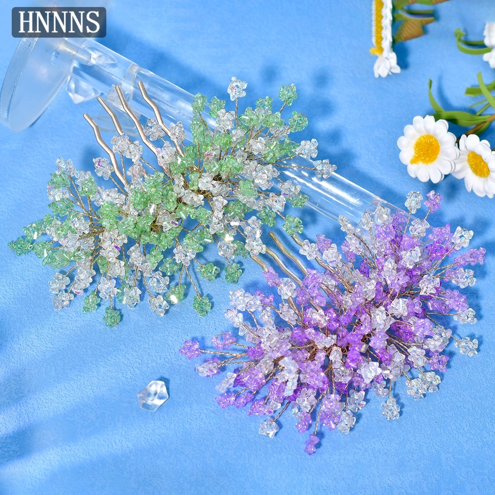 

TOPQUEEN Fashion Bridal Wedding Rhinestone Hair Comb Handmade Small Floral Print Accessories Women Party Prom Headpiece YXA412