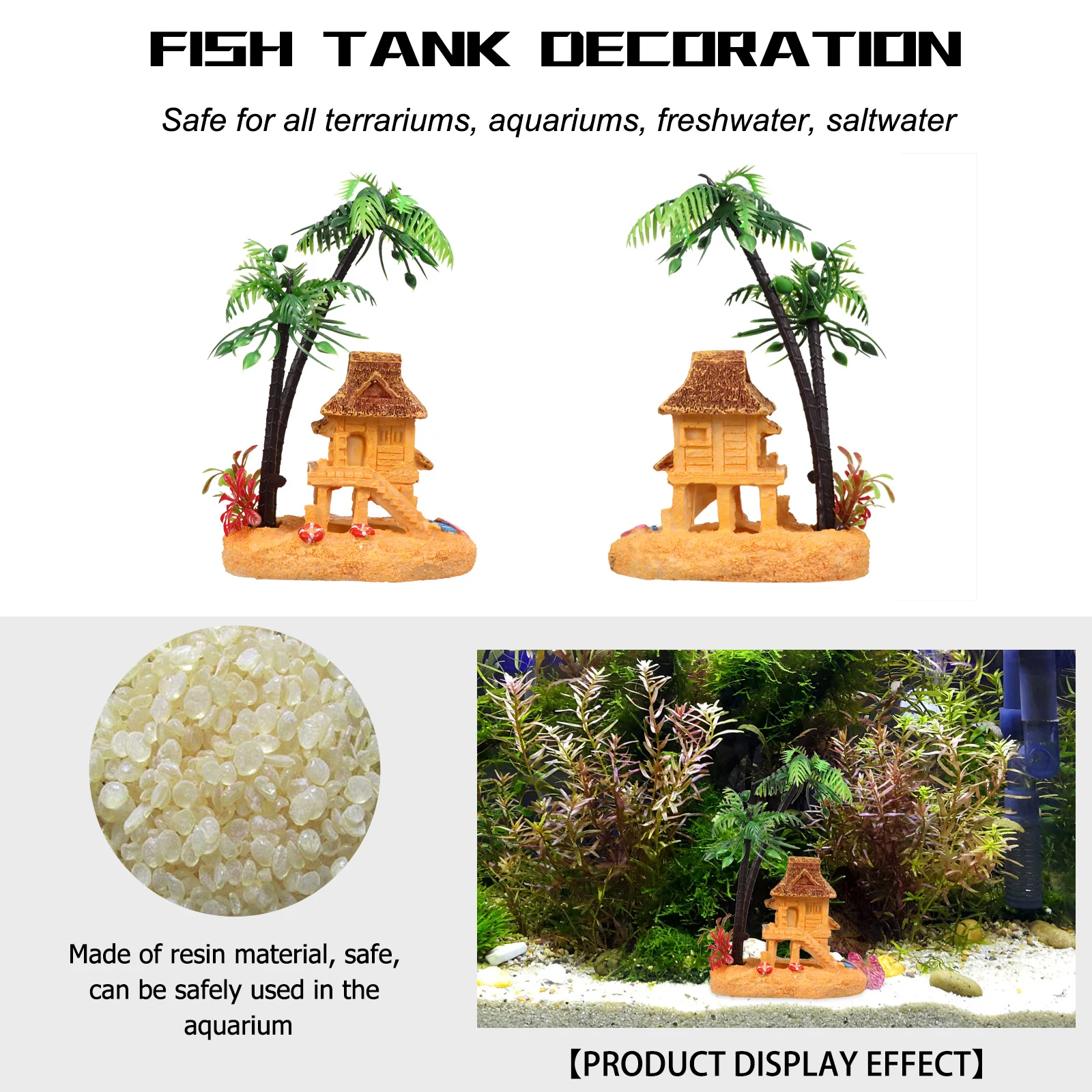 

Ornament Fish Tank Coconut Tree Landscaping Adornment Aquarium Orange Underwater Decor