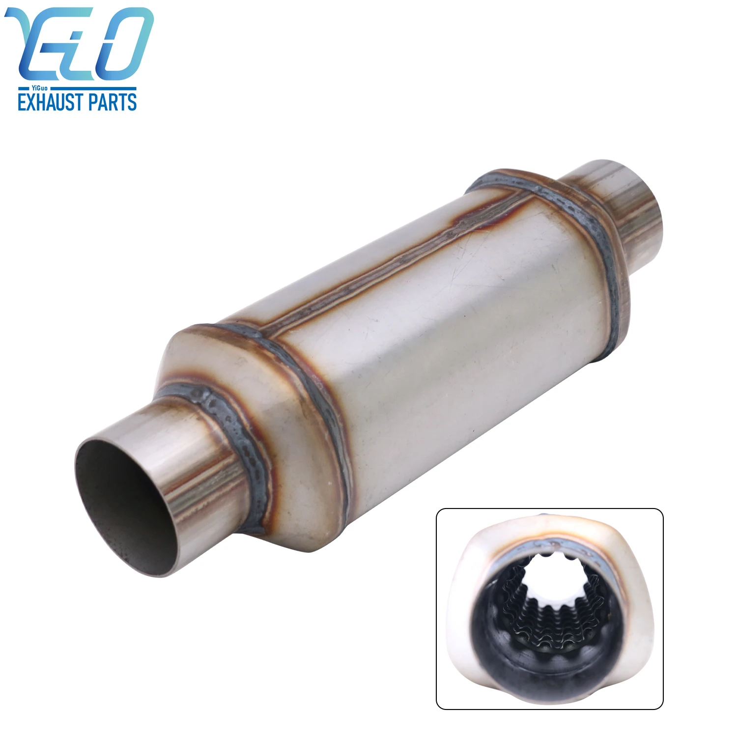 

Stainless Steel Car Resonator Exhaust Pipe Muffler Siencers 76mm universal Exhaust Tail Tube Spiral Air Flow
