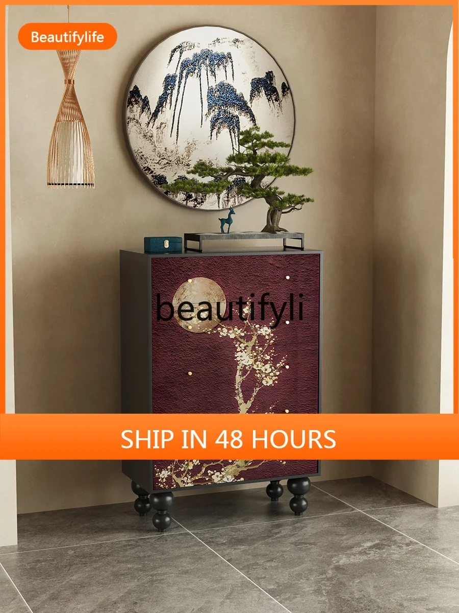 

cn8617 ss New Chinese Style Five-Drawer Cabinet Bedroom Storage Organizer Home Solid Wood Cabinet Entrance Decorative Cabinet