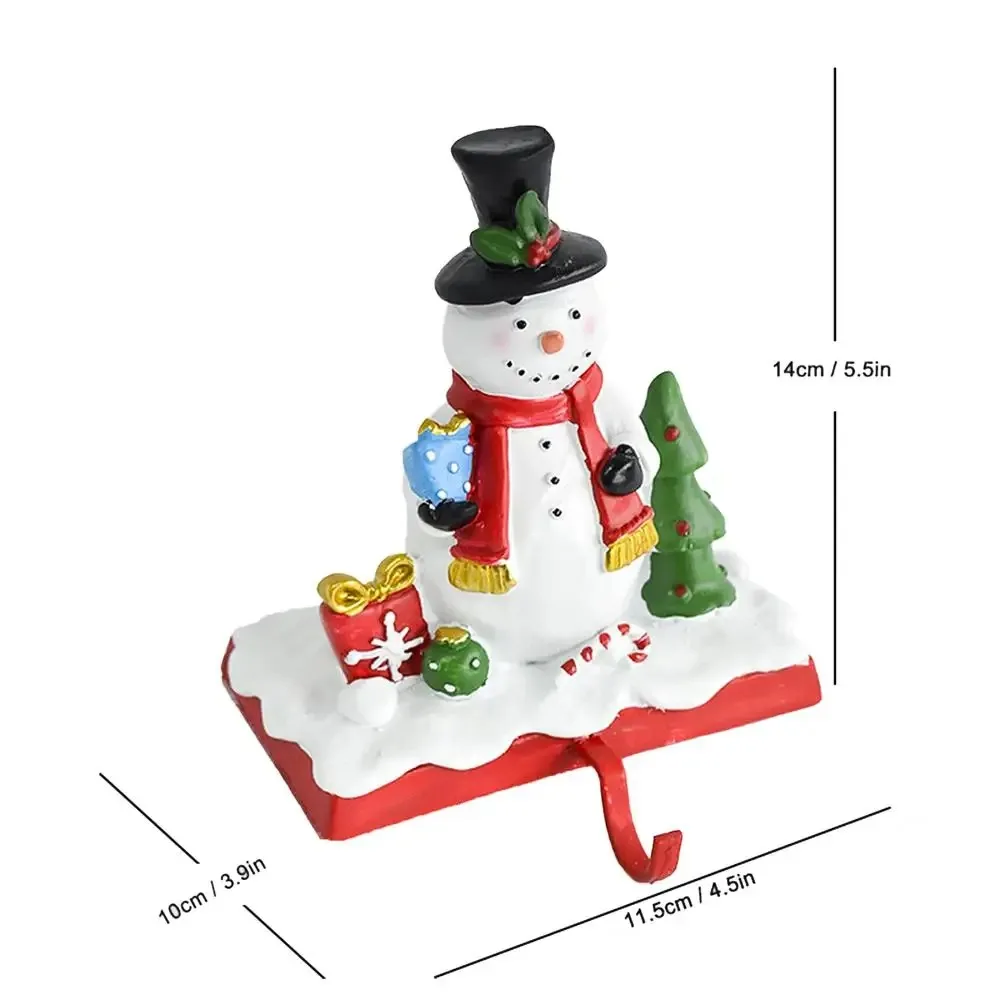 Cartoon Christmas Stockings Hooks Non-skid Resin Santa Claus Snowman Hook Elegant Fireplace Mantel Stand Hanger Home Living Room