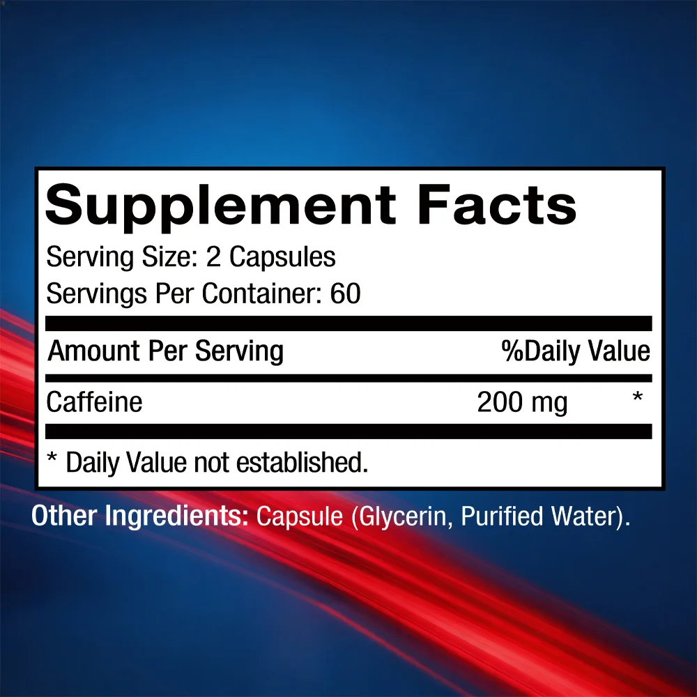 Caffeine Capsules - Maximum Potency 200mg, Provide Energy and Focus, Reduce Fatigue, Increase Stamina