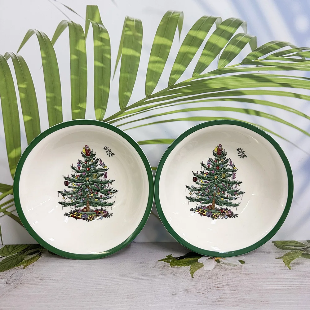 

Christmas Ceramic Bowls Nordic Christmas-tree Pattern Fruit Salad Bowl Kid Gift Noodle Rice Soup Bowl Home Kitchen Tableware