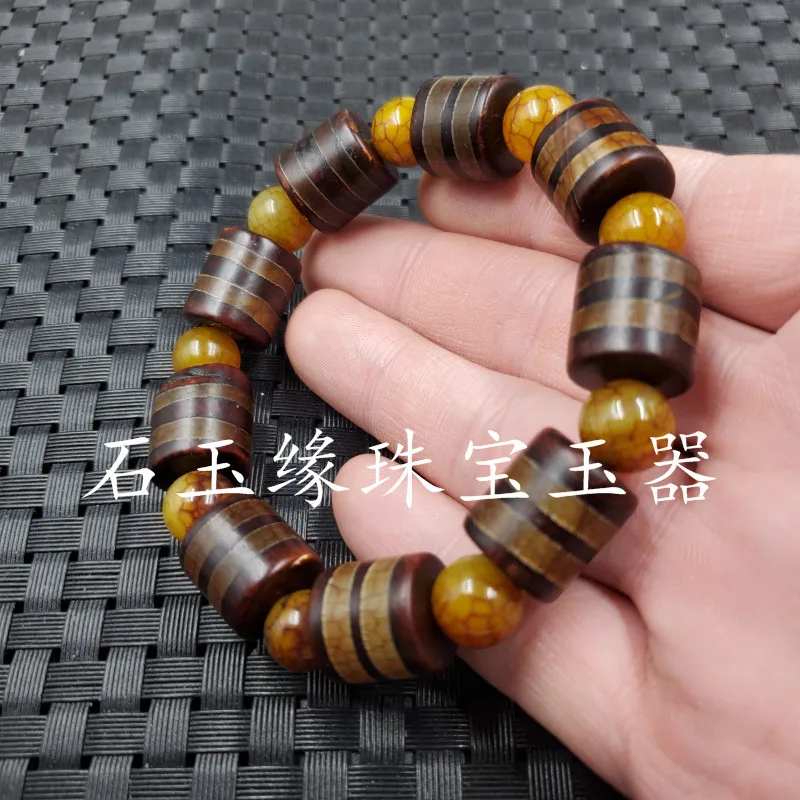 Stone jade edge jade bracelet onyx dzi barrel bead bracelet chalcedony lutong bracelet jade bracelet jade bracelet