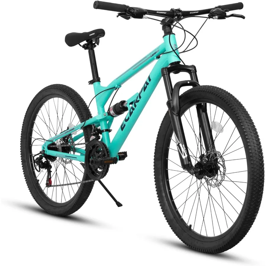 

26 Inch Full Dual Suspension Mountain Bike for Men with 21-Speed Gear System and Disc Brakes Ideal for Trail Riding Com