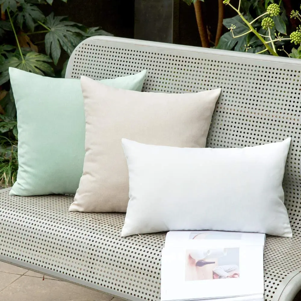 Outdoor Cushion Cover Solid Color Waterproof Pillow Cover Soft Polyster Pillowcase for Couch Sofa Living Room Decortive Pillows