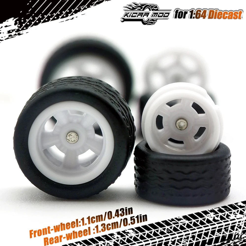 1/64 Modellauto-Räder mit abnehmbaren Gummireifen, Fünfspeichen-Umbauteile für Matchbox D:11mm+13mm 1 Set – Detail 13