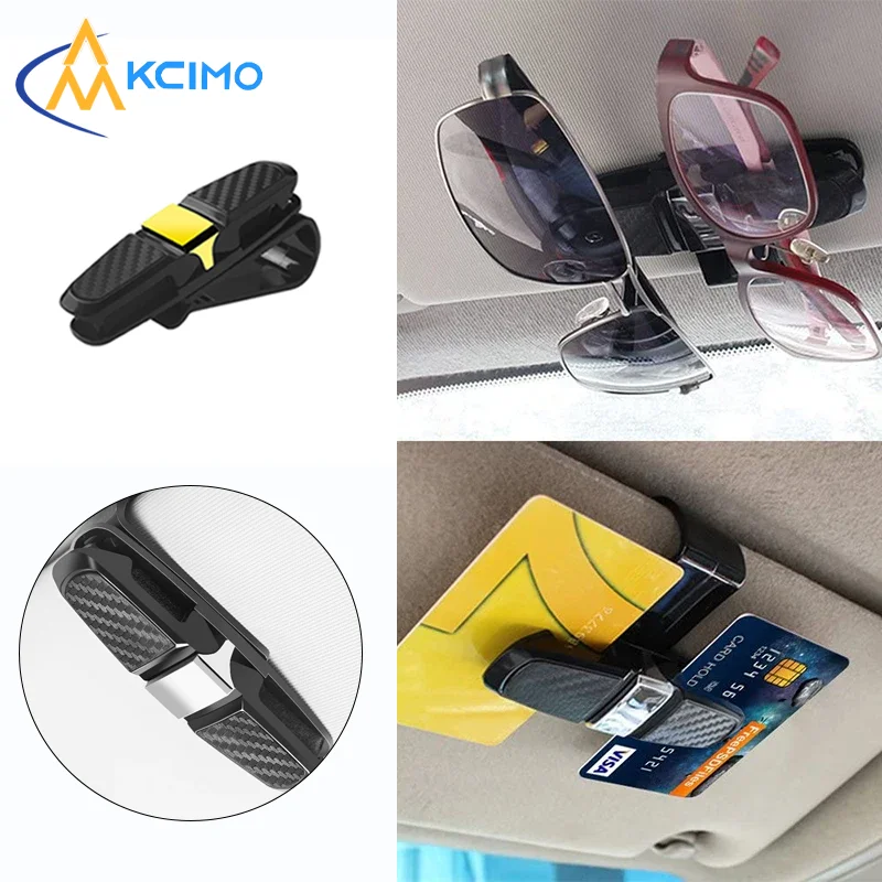 Hochwertiger Auto-Sonnenbrillenhalter-Clip aus Kohlefaser, 180 °   Drehbarer Brillenhalter, Mehrzweck-Karten- und Ticketclips
