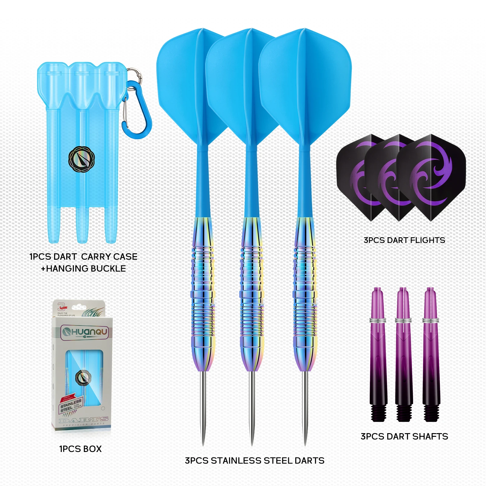 Professionele rvs dartset met extra shafts en dartflights_voghion.com