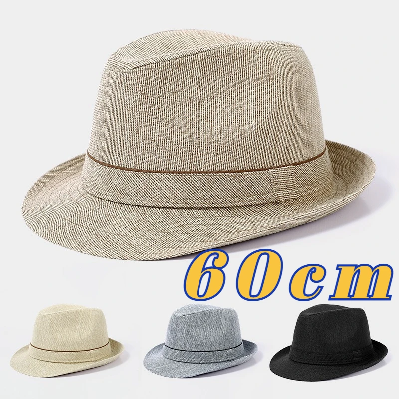

New Curled Jazz Top Sun Hats Men's Summer British Style Straw Hat Outdoor Uv Protection Sunscreen Breathable Panama Wholesale