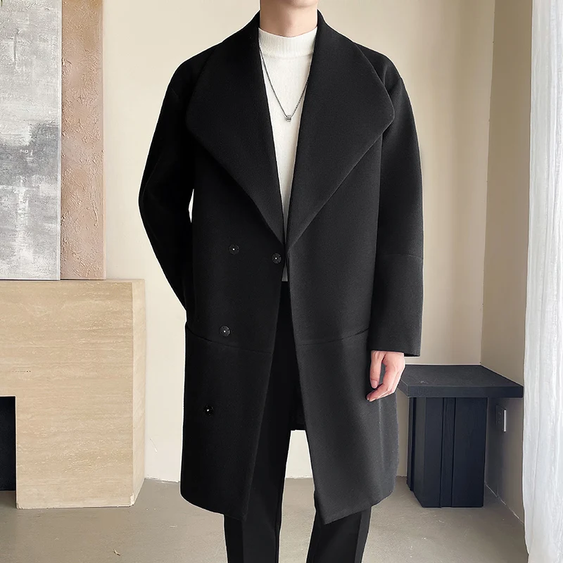 Trench men 2025 New Men Overcoat Windproof Warm Single Breasted Mid Length Two Button Overcoat Collar Wool Fabric Winter Coat 5 Trench men 2025 New Men Overcoat Windproof Warm Single Breasted Mid Length Two Button Overcoat Collar Wool Fabric Winter Coat 5
