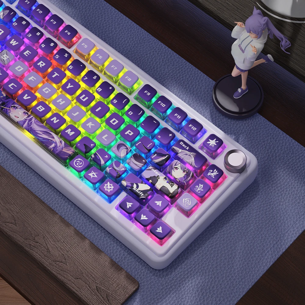 Genshin Impact Theme KeQing Transparent ASA Profile Keycap Cute PBT Material Game Keyboard Cap Fits MX Mechanical Keyboard  키캡