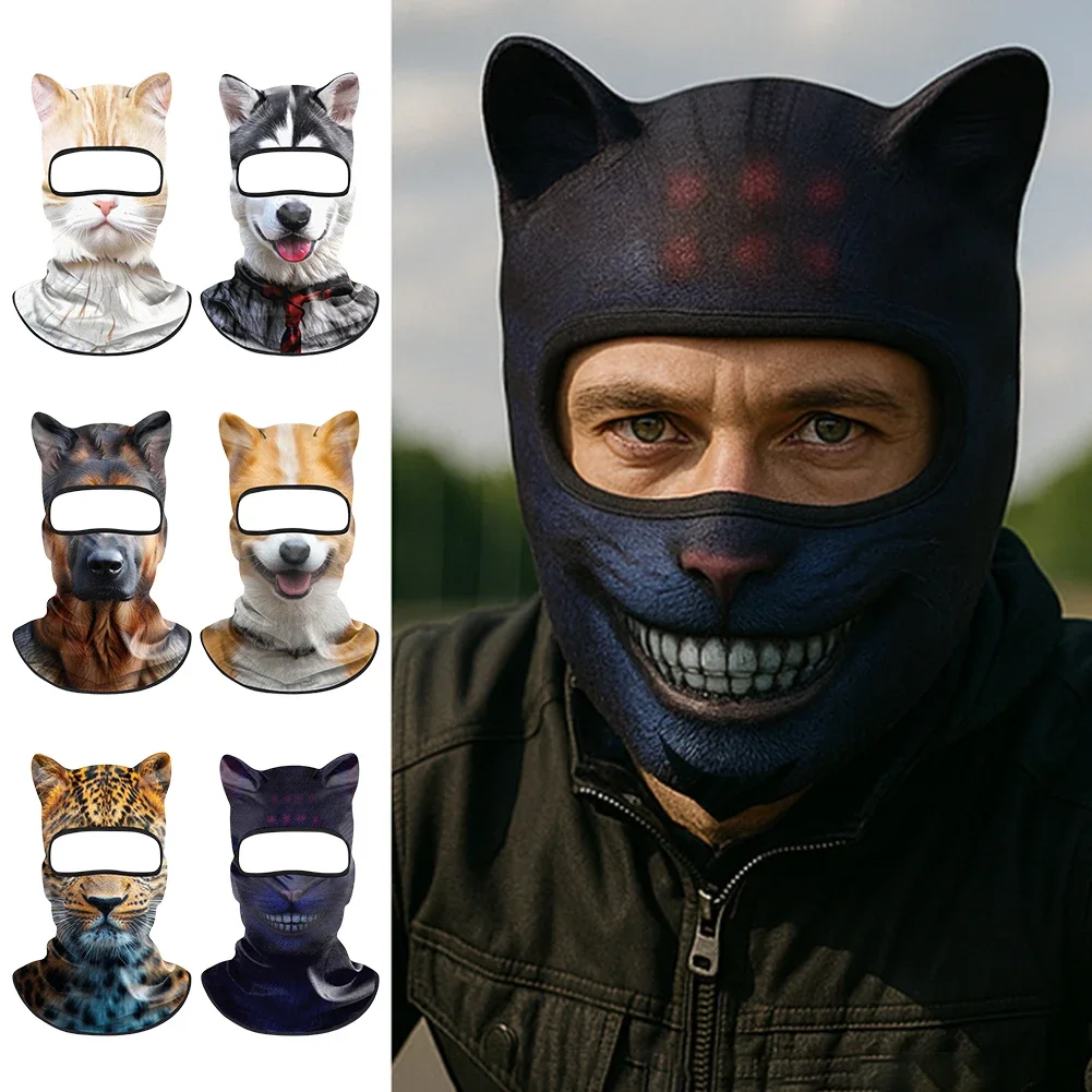 

3D Cat Dog Animal Print Balaclava Motorcycle Motocross Biker Head Cover Ski Snowboard Mask Helmet Hood Cap Cycling Headgear Mask