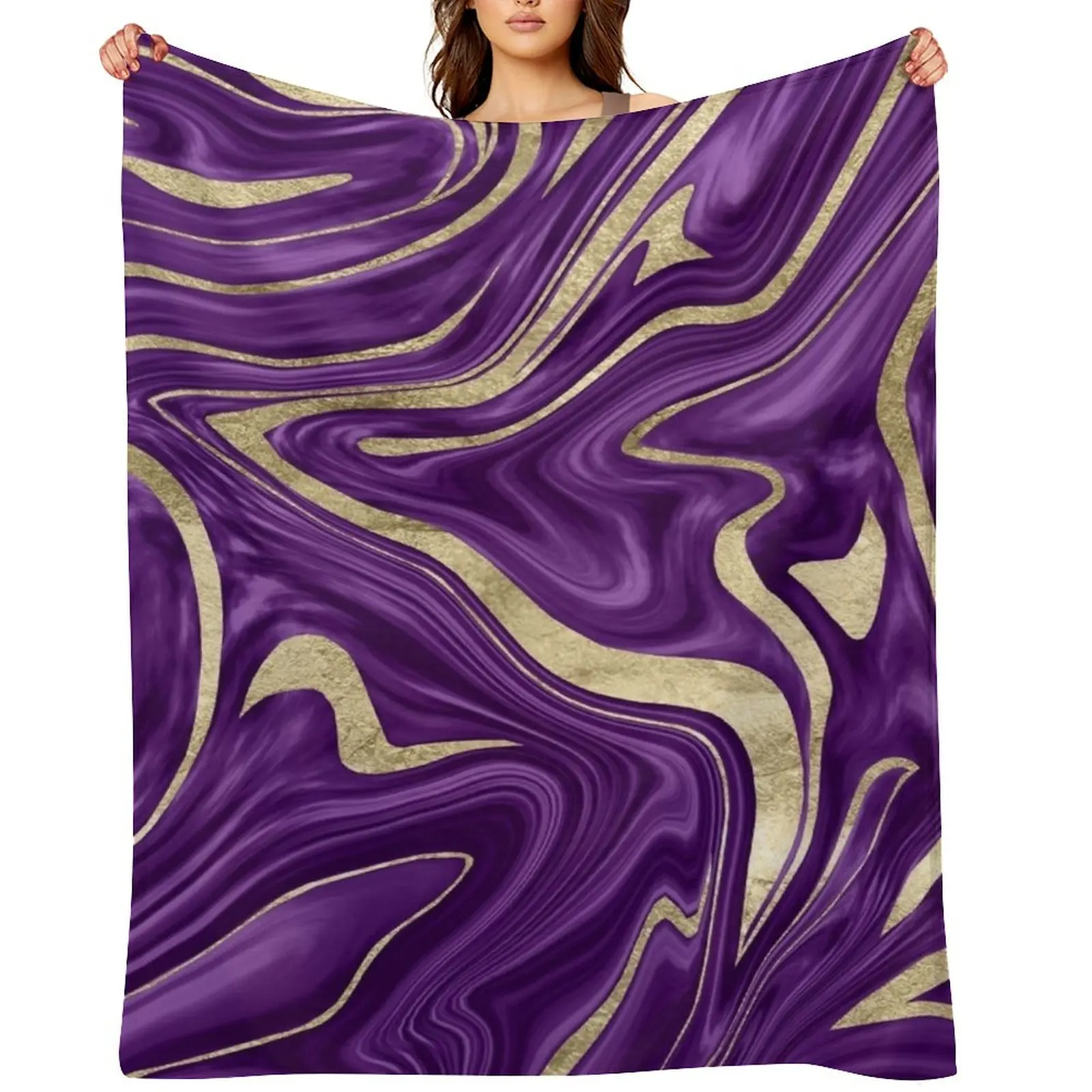 

Purple Black Gold Marble #1 #decor #art Throw Blanket Luxury St Polar Furry Thins Blankets
