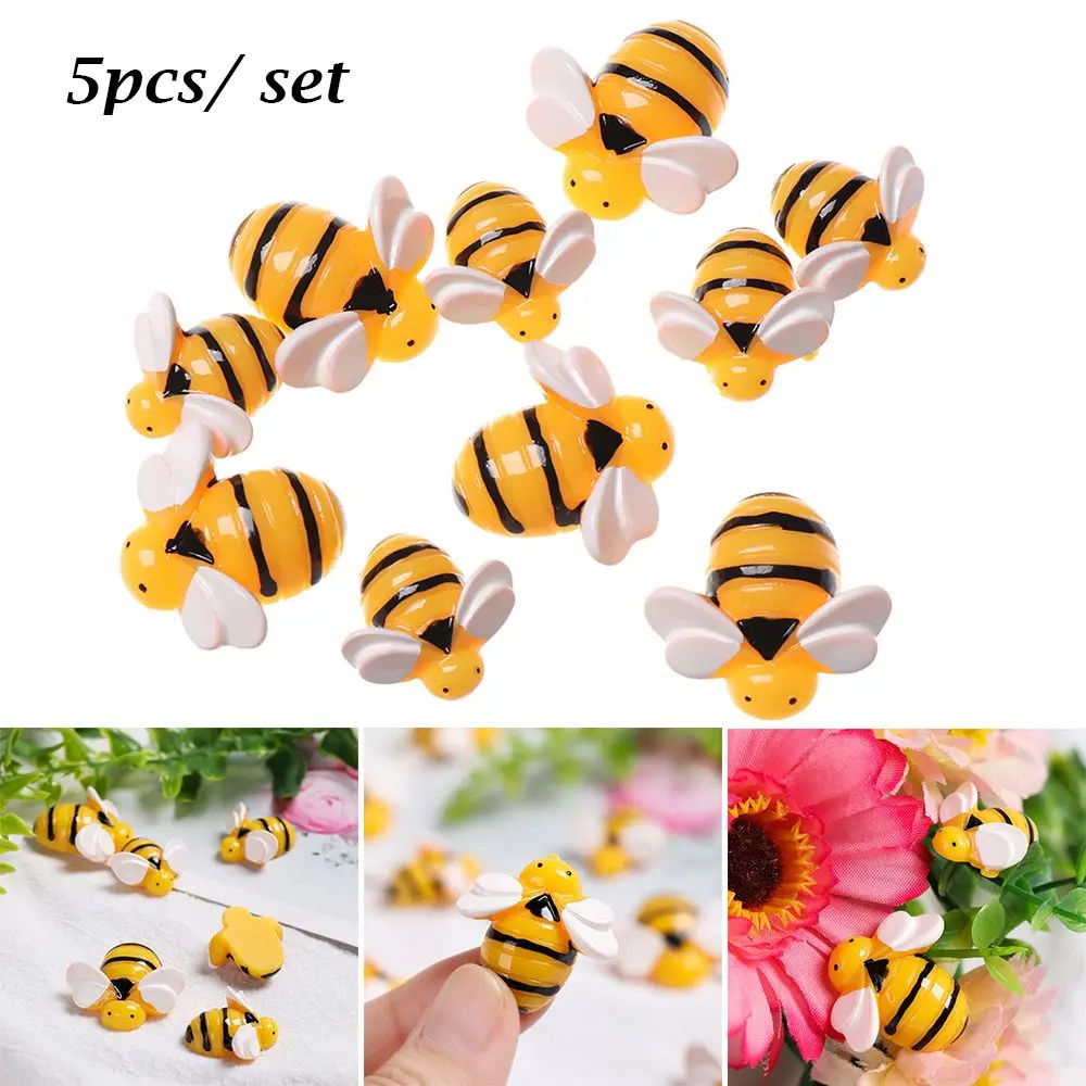 5pcs/ lot Mobile Phone Shell DIY Accessories Hair Ornament Artificial Bees Slime Pendants Mini Bee Simulated Animals