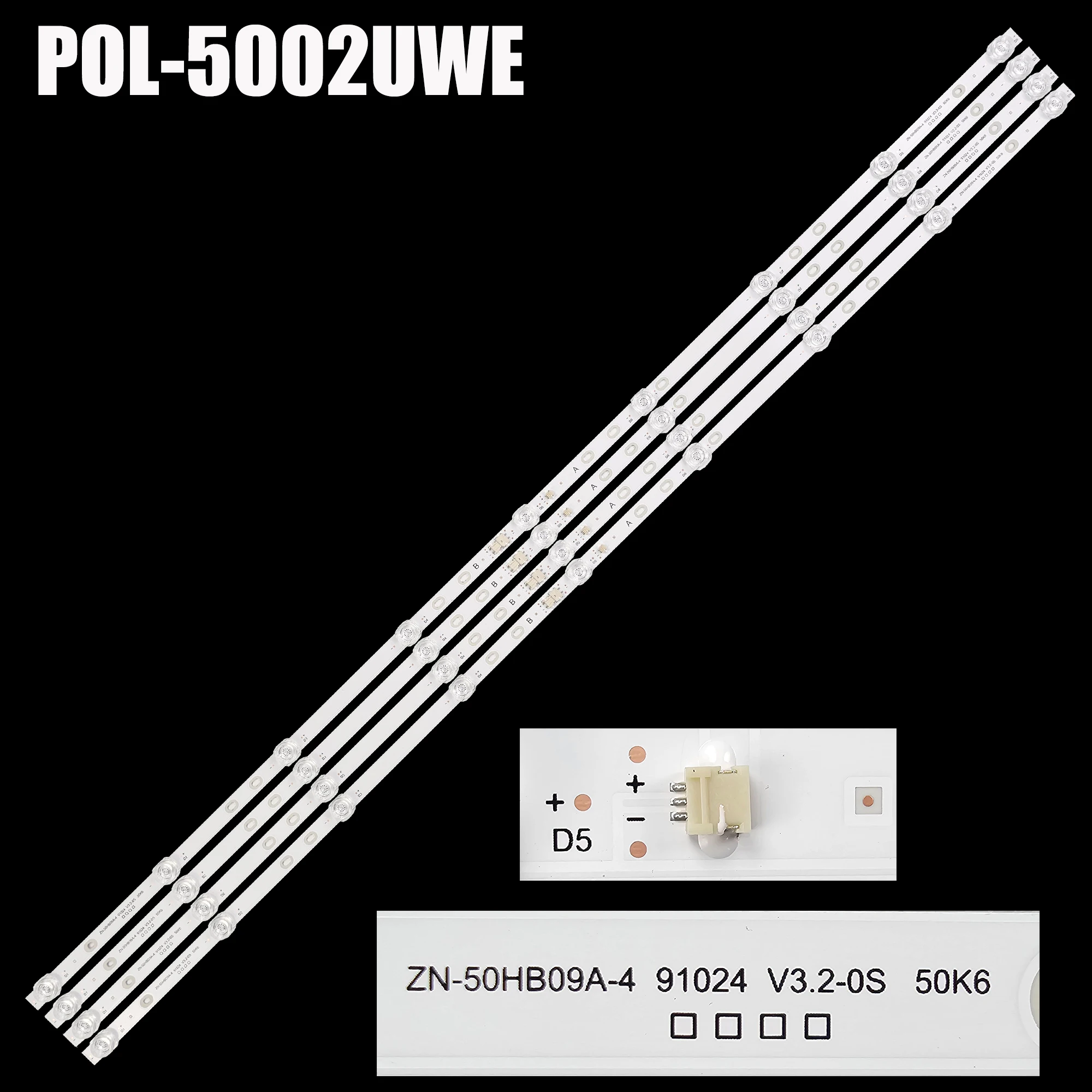 

10 Kit LED backlight strip for pol-5002uwe ZN-50HB09A-4 91024 V3.2-0S 50K6