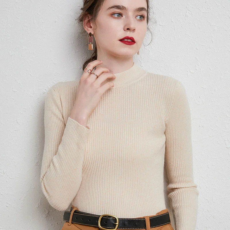Женские водолазки с рюшами, осень-зима, корейский тонкий пуловер, женские базовые топы, повседневный мягкий вязаный свитер, мягкий теплый джемпер