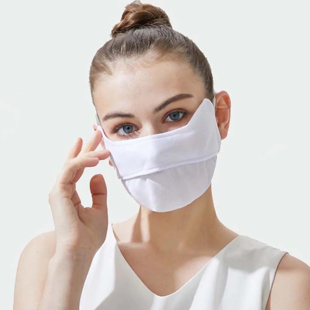 Anti-UV Face Cover Ice Silk Mask protezione UV maschera solare regolabile visiera sciarpa di seta Summer Face Cover Running