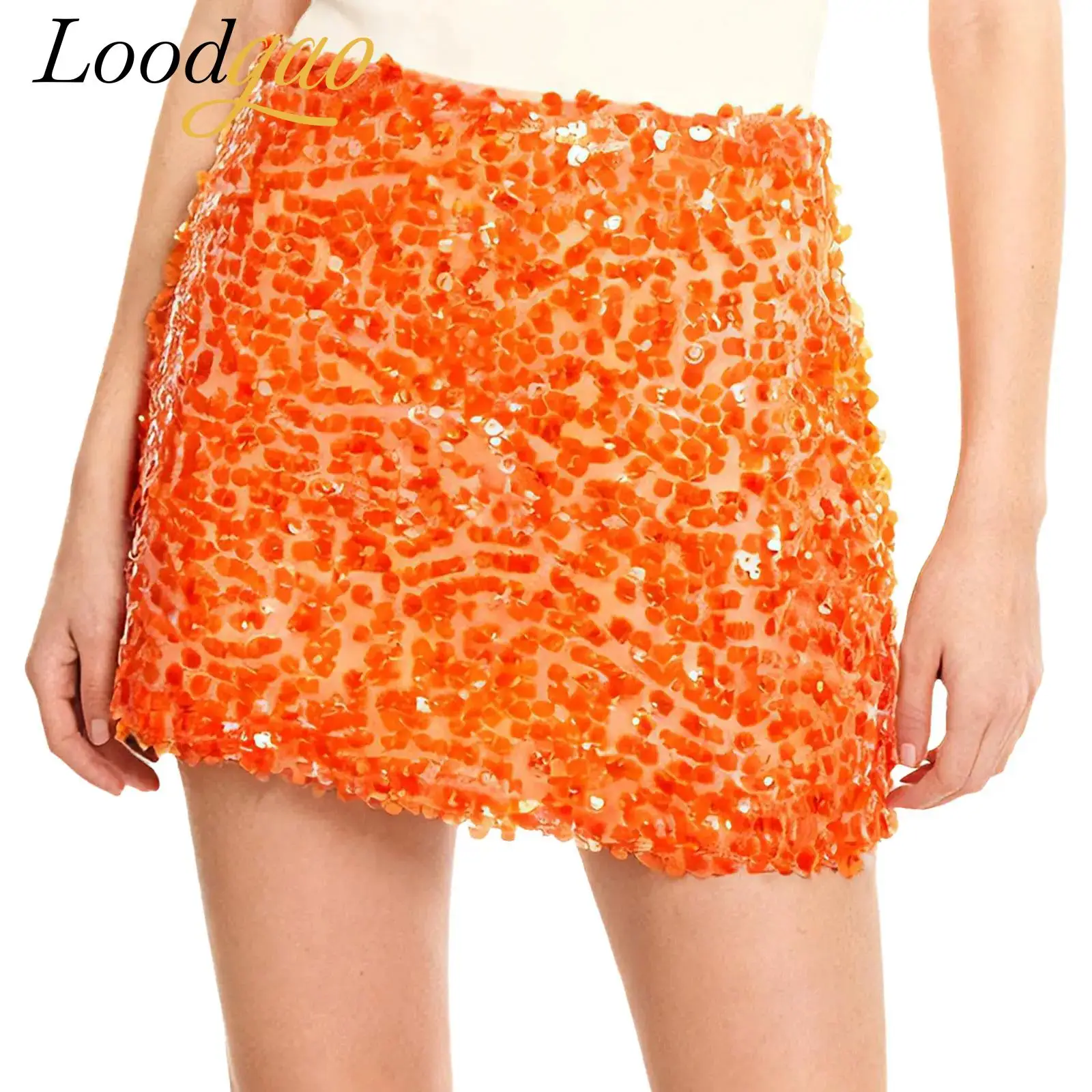 

Fashion Women's Bodycon Skirt Festival Sequin Outfit Woman Skirt Glittery Mini Skirt Disco Dance Club Night Out Party Wear