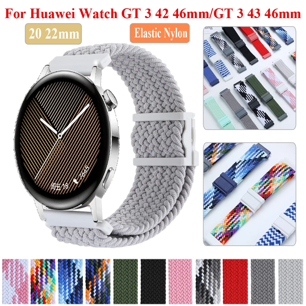 20 22mm alça de relógio de náilon para huawei assistir gt3 pro 43 46mm/gt 2 3 42 46mm pulseira acessórios honra magia 2 42 46mm pulseira