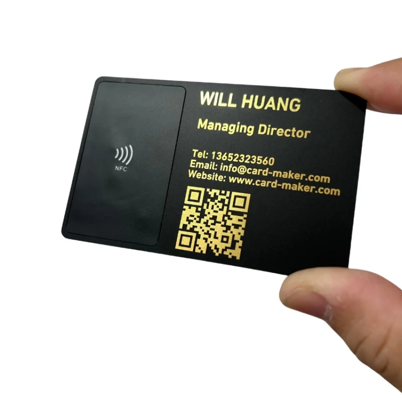 Customized product、Matte Black Gold NFC Metal Digital Business Card With QR Code Engraving