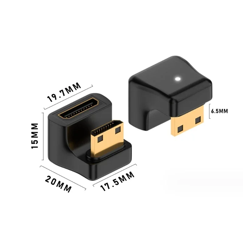 360 Degree Angled U-shaped L Converter Mini HDMI Male to HDMI-compatible 2.1V Female Extension 4K 5K 3D UHD 8K 60Hz Adapter