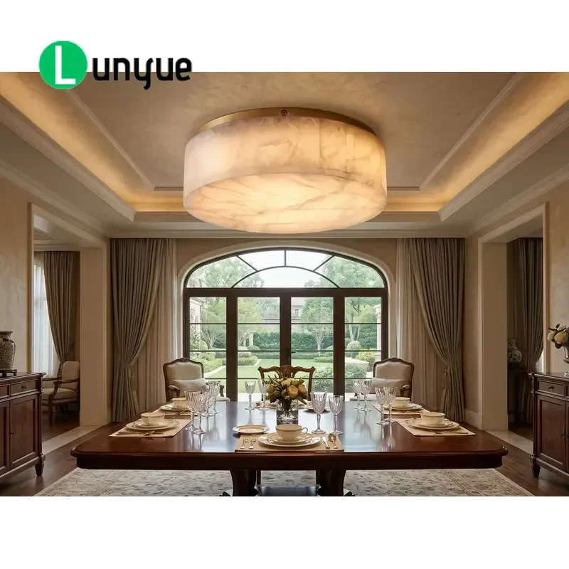 Modern LED Copper Chandelier with Lamp Shade for Villa Foyer Bedroom Luxury Lighting Fixture Home Decor