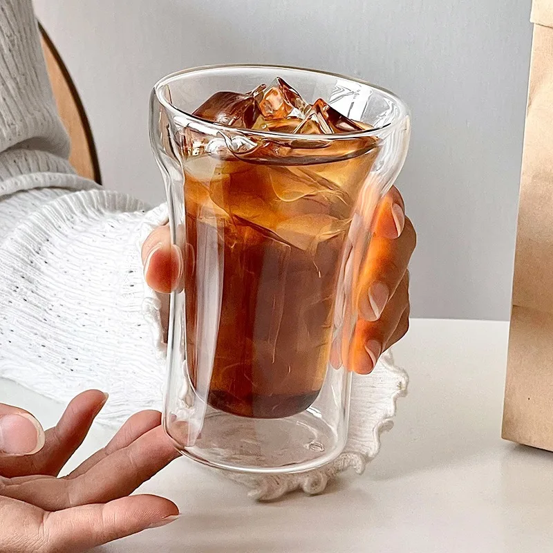 New 200/250ML Simple Double-layer Glass Cup Heat Cold Resistant Anti-scalding Coffee Cup Milk Wine Mug Cafe Bar Accessories