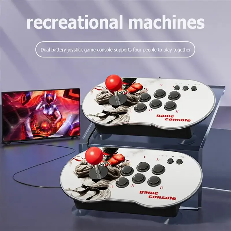 New Classic Retro TV double rocker console game console double battery fighting PS1 HD 4K arcade 10000 game TV Projector Monitor - Image 2