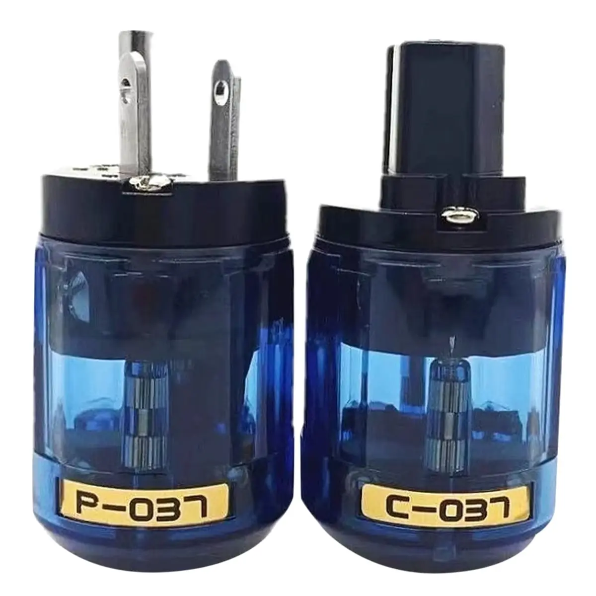 SWXF 2Pcs Hifi C-037 P-037 US Power Plug Plated IEC Audio Connector Female-Male MATIHUR Audio Transparent Hifi