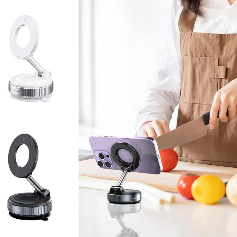 Vacuum Magnetic Car Phone Mount Strong Cup Car Foldable Phone Holder Retractable Navigation Stand 360-Degree Rotating Adjustable