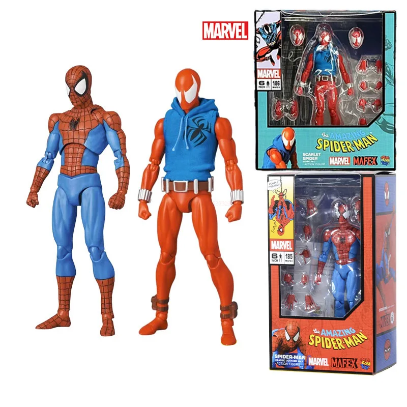 

15cm Medicom Spider Man Anime Figure Mafex185 Mafex186 Scarlet Spiderman Figurine Pvc Statue Model Doll Room Decoration Toy Gift