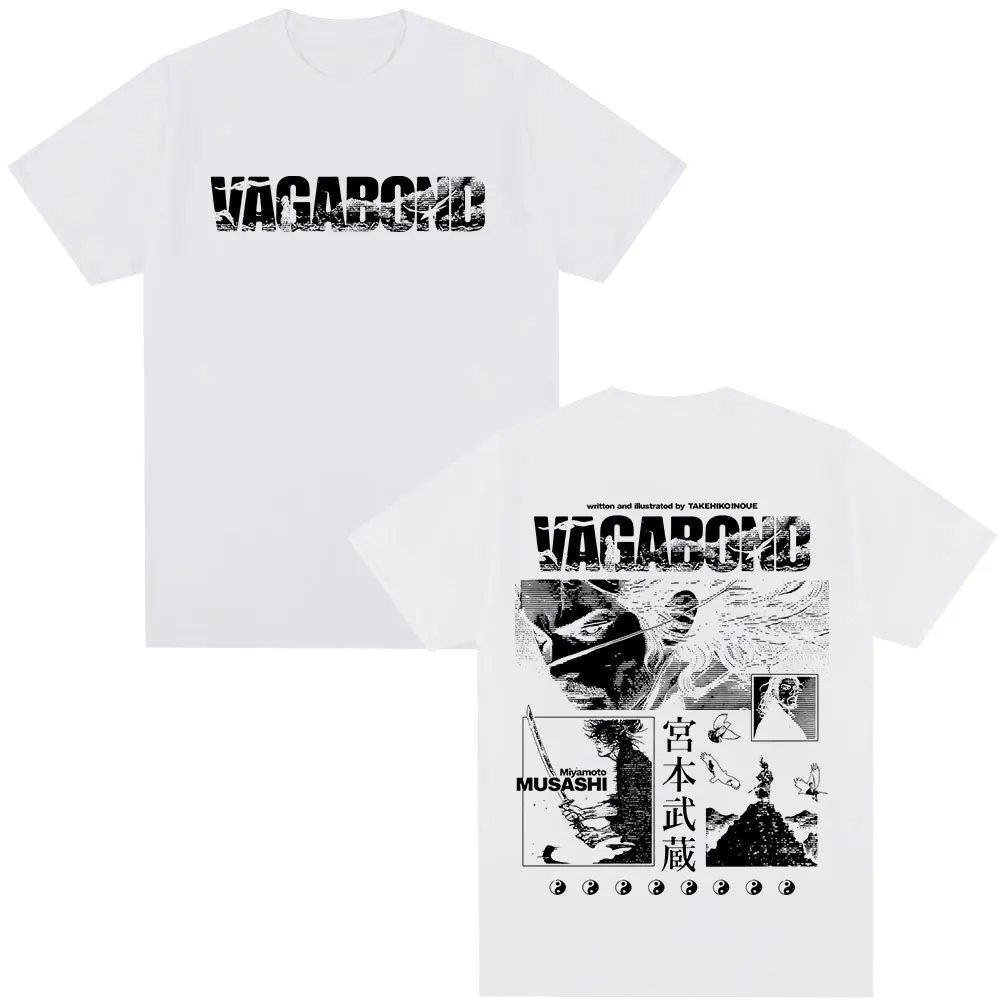 Anime Vagabond Miyamoto Musashi Manga T-shirts Men Women Clothing Summer Casual Cotton Short Sleeve Oversized T Shirt Streetwear