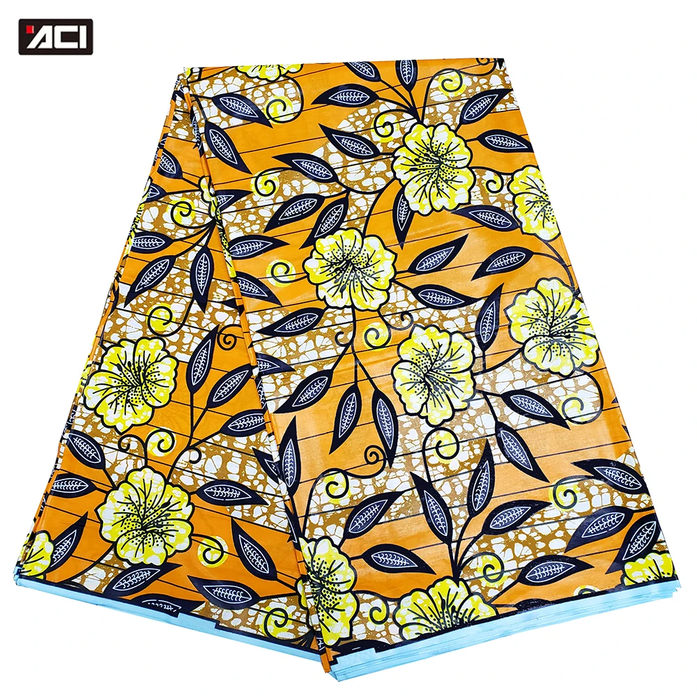 ACI African Wax Fabric Ankara 100% Cotton Nigeria Wax Fabric Veritable Real African Wax Prints Fabric 6 Yards/Piece For Women