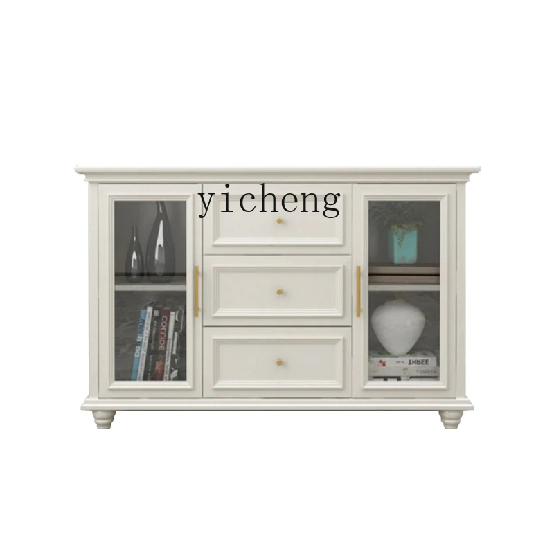 

ZK Light Luxury Solid Wood Sideboard Modern Simple White Wall Living Room Wine Cabinet Small Apartment Storage Locker