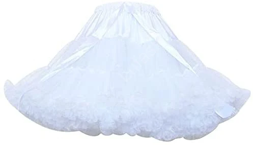 Women Multi-Layer Pleated Ballet Dance Short Tutu Skirt Puffy Drawstring Waist Hoopless Petticoat Underskirt