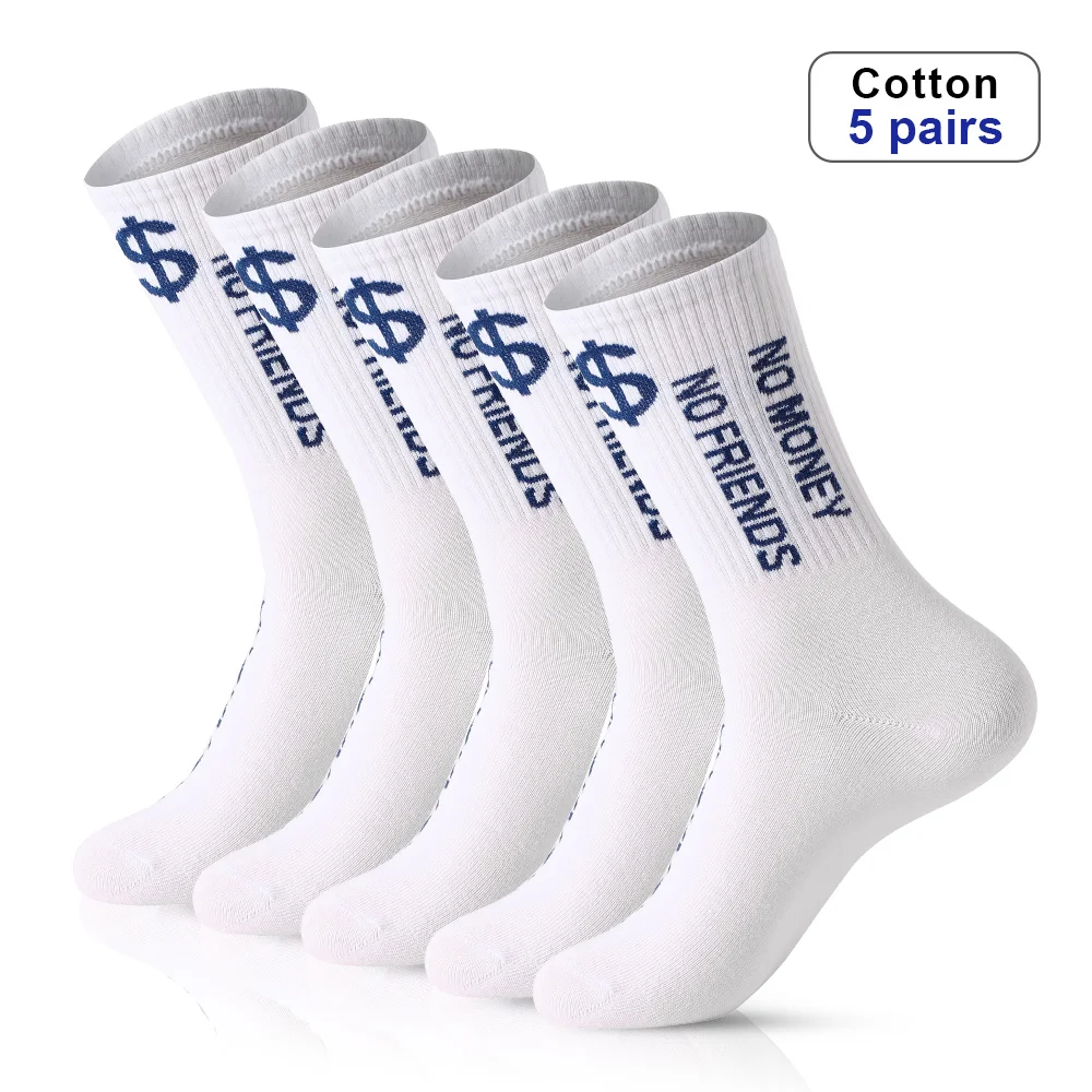 

5 Pairs Socks Men Sports Breathable Cotton Socks Money Dollar Patterned Socks Casual Male Women Couples Creative Skateboard Sock