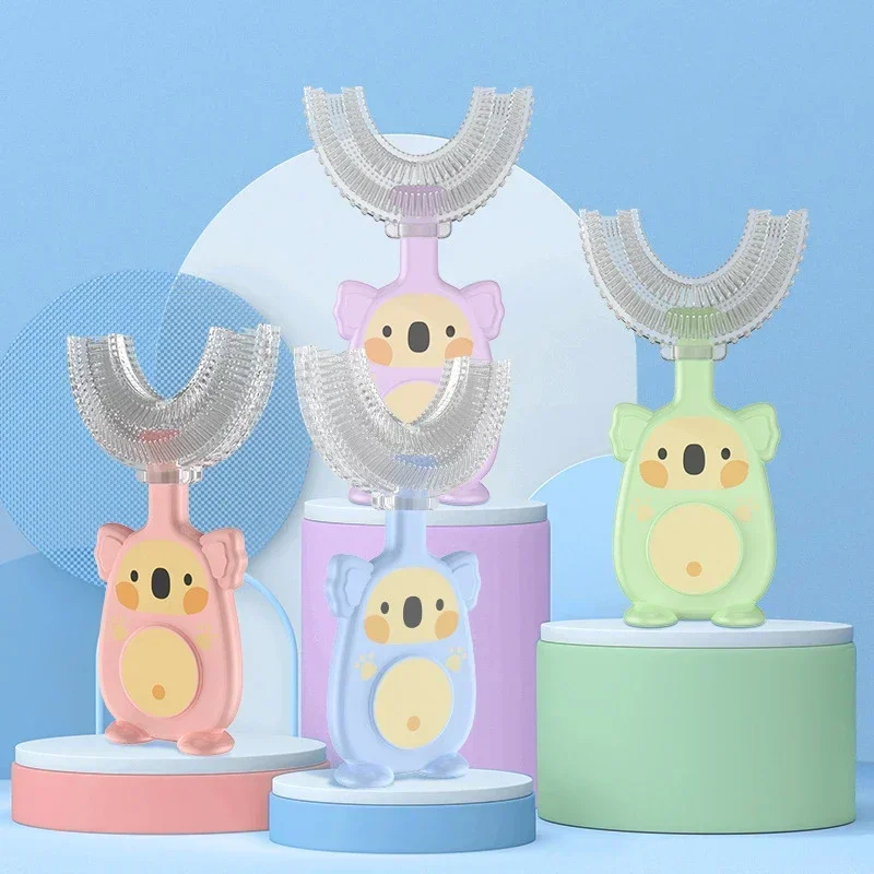 Kids U-shaped Toothbrush Children Silicon Toothbrush 360 Degrees Tooth Brush Koala Cute Teeth Oral Care Cleaning Soft Toothbrush