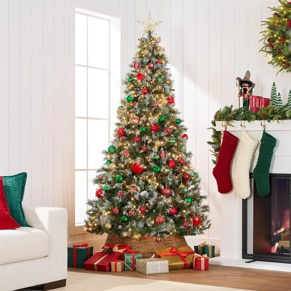 

Christmas Tree Pre Installed Lights, Pre Installed Artificial Frosted Pine Tree Holiday Decoration, with Frosted Tips