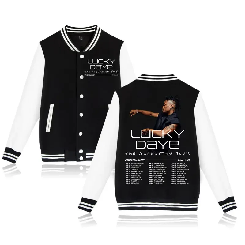 

Lucky Daye The Algorithm Tour Jacket Women Men Vintage Fashion Long-sleeved Jacket Trend Casual Baseball Uniform